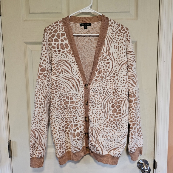 NWOT Ann Taylor Mixed Animal Print Boyfriend Cardigan Sweater - Picture 2 of 9